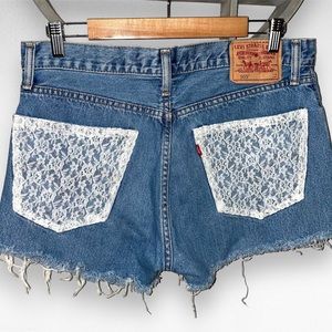 Levi’s Highwaisted Denim Lace Pocket Shorts